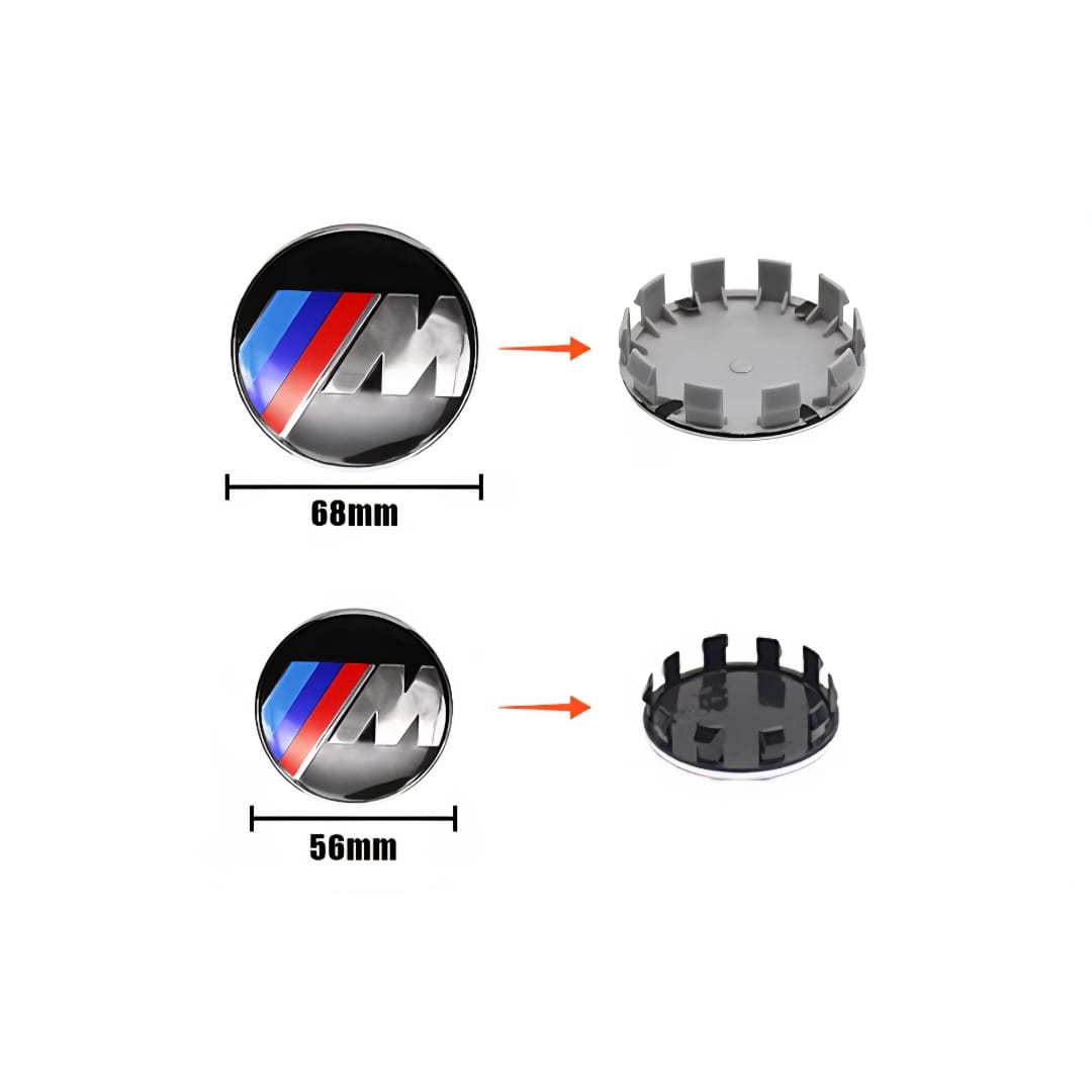 أغطية جنوط BMW ( قطعة واحدة ) بشعار M الحجم 56 mm-68mm